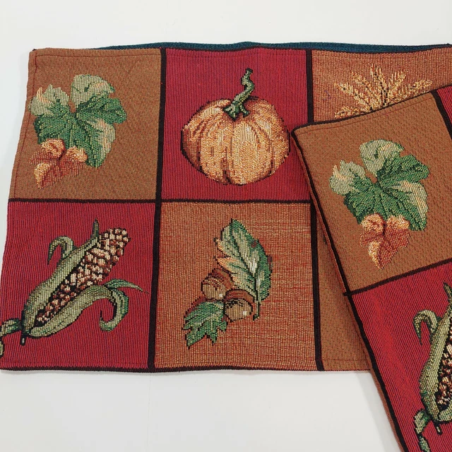 Tapiz de corredor de mesa de día de Acción de Gracias otoño talla 12"" x 70"" calabazas y bellotas