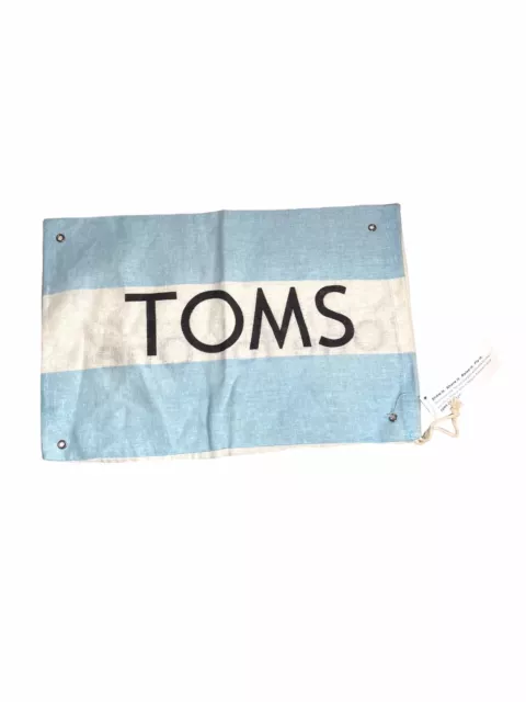 TOMS Shoe Dust Bag Cloth Drawstring One for One Blue White 9.5" X 14" New NWT