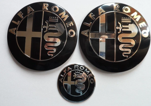 Stemma Posteriore "STELVIO" Originale Alfa Romeo - Nero Lucido, Adesivo