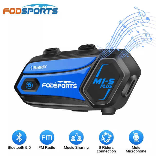 M1-S Plus 8Rider Motorcycle Intercom Headset Bluetooth Helmet Moto Fodsports FM