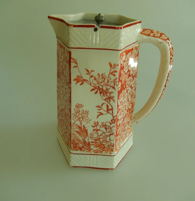 ENGLAND POTTERY PITCHER Toft's Patent Weighted Lid Mid 19th Century £