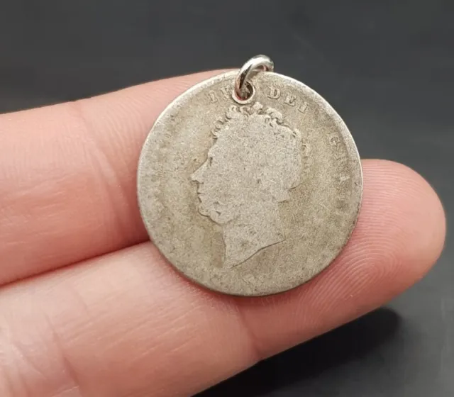 19th Century Antique William IV English Silver Coin Lucky Pendant/Charm. 🇬🇧