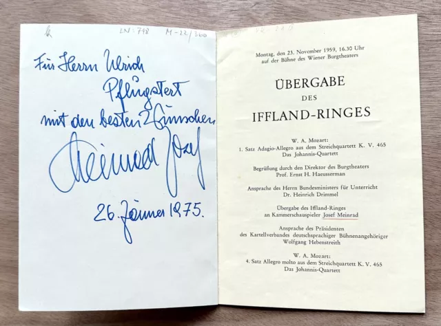 Uitleg Helder op Maria IFFLAND-RING. ÜBERGABE an Josef Meinrad. 1959. Widmungsexemplar.  Festschrift. EUR 35,50 - PicClick IT