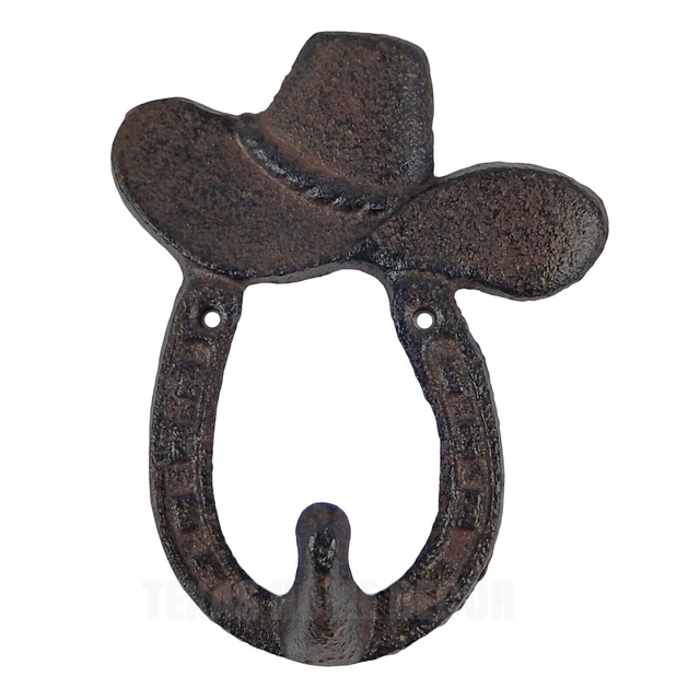 Rustic Western Cast Iron Horseshoe Hat Hook Key Rack Coat Hanger Wall Mounted