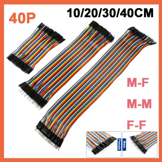 40 Dupont Jump Wire M-F M-M F-F Jumper Breadboard Cable Lead Length 10CM to 40CM