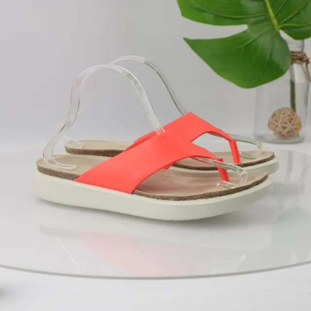 Ecco Women's Corksphere Thong Sandal Size 9 Coral Orange Slide Comfy Casual