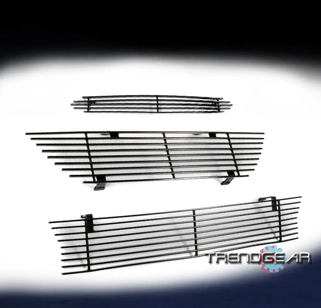 99-04 Ford Mustang Saleen Upper+Bumper+Above Hood Scoop Billet Grille Black 3Pcs