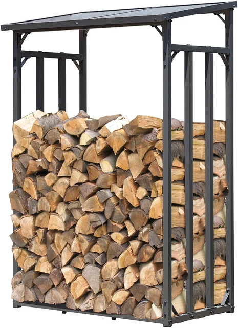Scaffalatura in Metallo per Legna Da Ardere, 130 X 70 X 185 Cm, 1.6 M3, Colore: