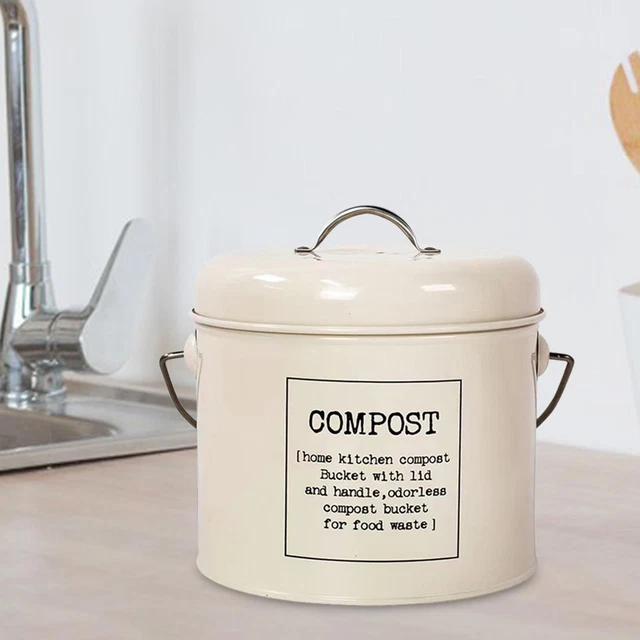 Kitchen Compost Bin with Lid Trash Bin Farmhouse Countertop Wastebasket