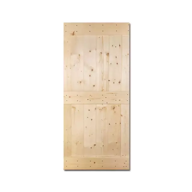 CALHOME Sliding Barn Door 38" W x 84" H Wood Material in Unfinished 2-Panel