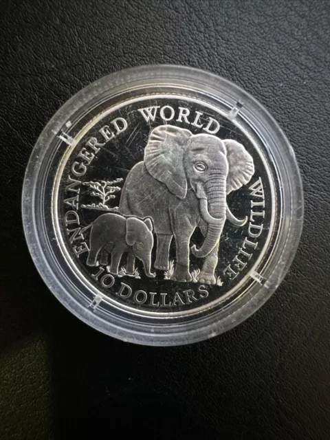 Cook Inseln 10 Dollars 1990 Afrikanische Elefanten PP Silber Gefährdete Tierwelt