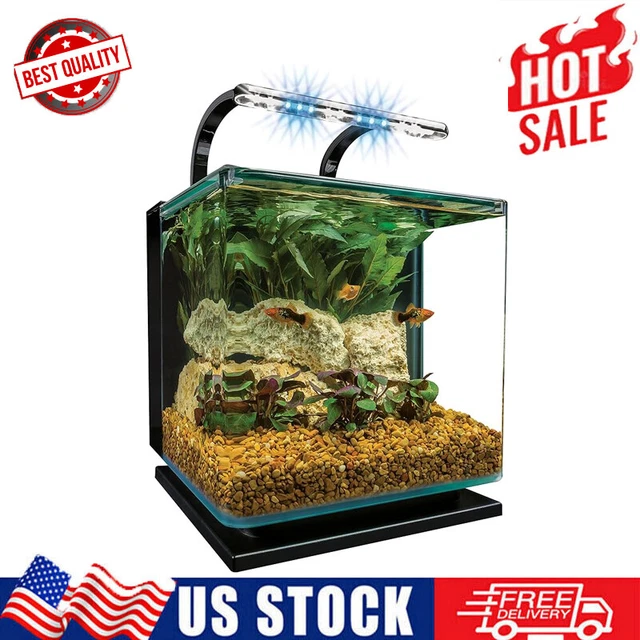 GLASS FISH TANKS Aquarium Kit 3G Rail Light Filtration Sliding