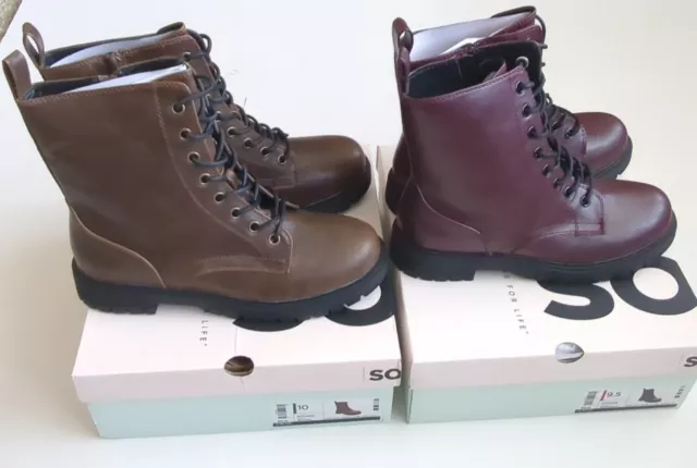 SO Reindeer Women's Combat Boots 7 7.5 8 8.5 9 9.5 10 Brown Burgundy