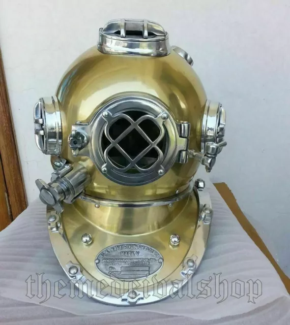 Brass Finish Maritime Nautical U.S Navy Mark V Scuba Divers Diving Helmet Gift