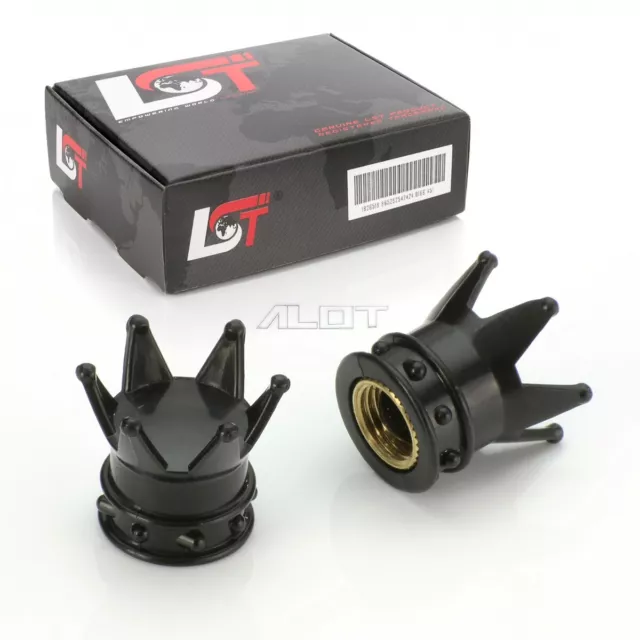 2x VENTILKAPPE REIFENVENTIL VENTIL KAPPE KRONE SCHWARZ FÜR PKW LKW MOTORRAD QUAD