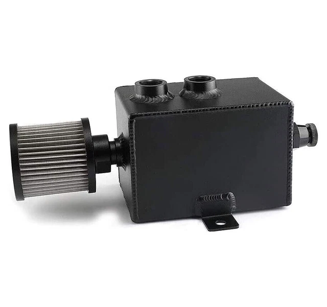 Universal 2L Oil Catch Can Tank 2 Port AN10 + Breather Filter Drain Tap Baffled