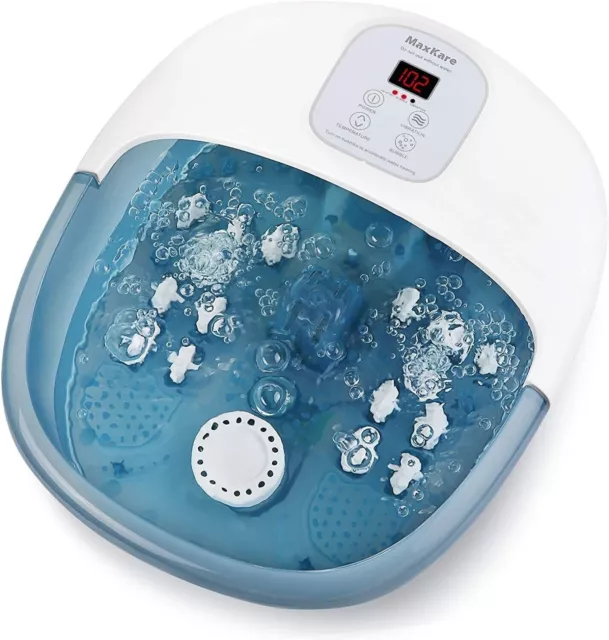 MaxKare Foot Spa Bath Massager With T Rollers Heat Bubbles & Vibration