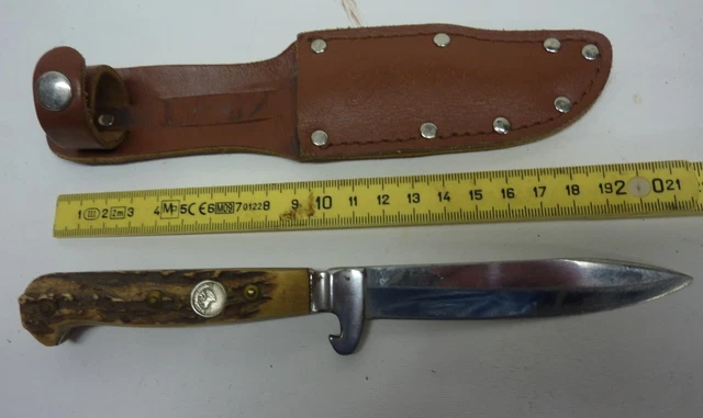 Couteau De Chasse Solingen - Bois De Fer - Fait Main - Fourreau Cuir - Collection