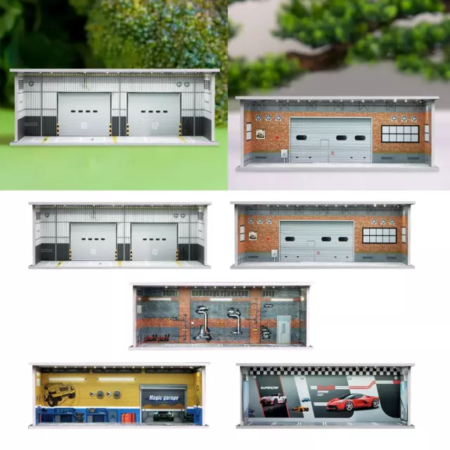 1:64 Scale Diecast Vehicle Model Display Case Mini Model Car Storage Box Scenery