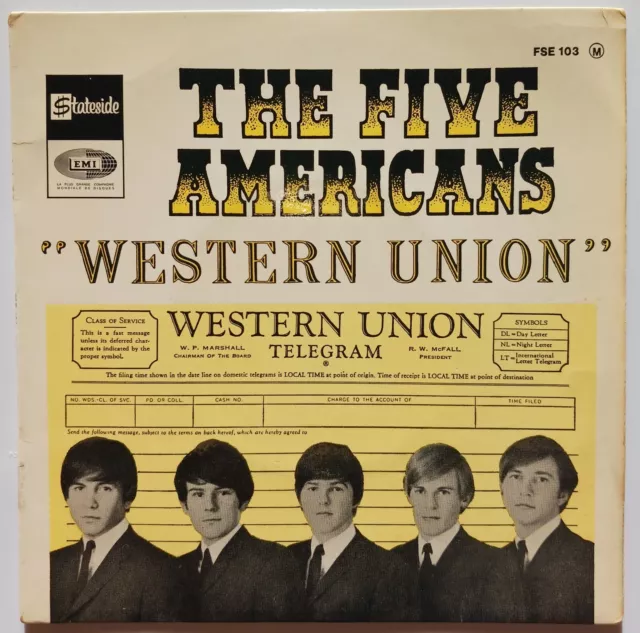 THE FIVE AMERICANS . Original FRENCH EP / STATESIDE EMI FSE 103