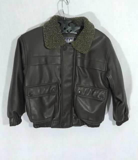 Big Chill, child's faux leather, Bomber jacket, size 5/6/M, Brown (#4309)