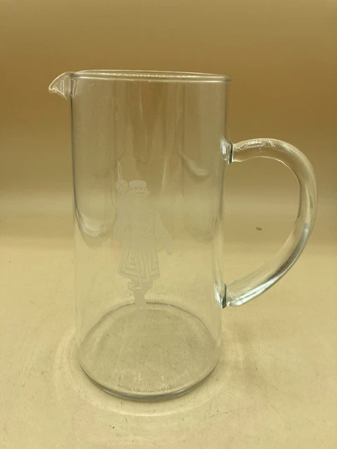 Beefeater Clear Glass Pitcher Gin Liquor Etched Logo Vintage 7 3/4”