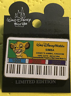 Disney Wdw 2002 Cast Member Id Badge/ Card Simba Lion King Le 3500 Pin