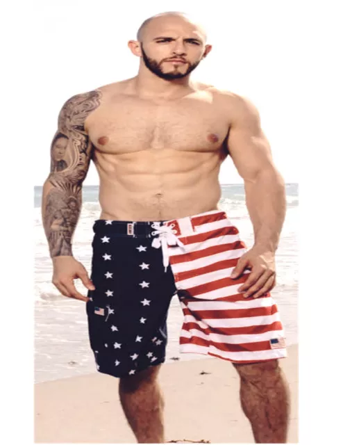 Men's Usa Flag  Swim Trunk Board Shorts Stars And Stripes American Swimtrunk