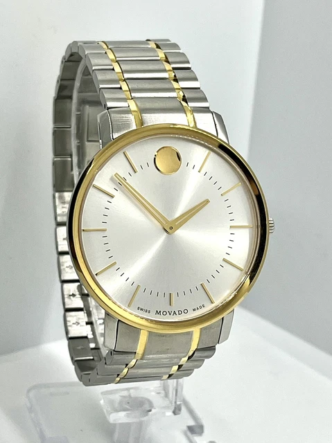 Movado Men’s Silver Dial 40mm Two Tone Stainless Steel Watch 39.1.20.1209