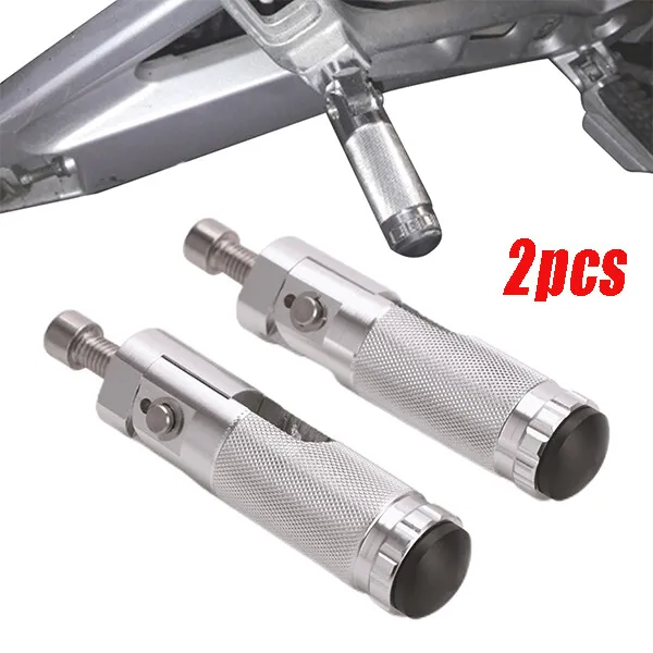 2X Universal Foldable Foot Pegs Footrests For Motorcycle Bike Rear Pedals Silver