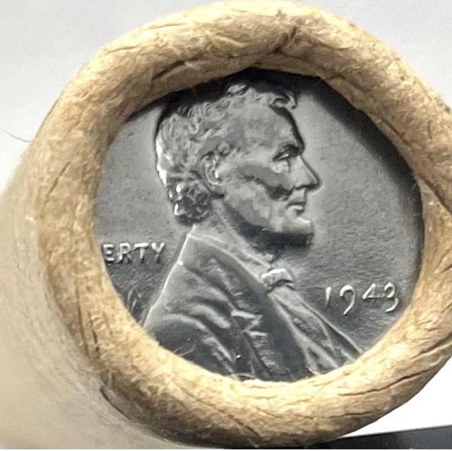 1 Roll 50 Steel 1943 Wheat Penny WWII Wartime Vintage Circulated 1 Cent US Coin