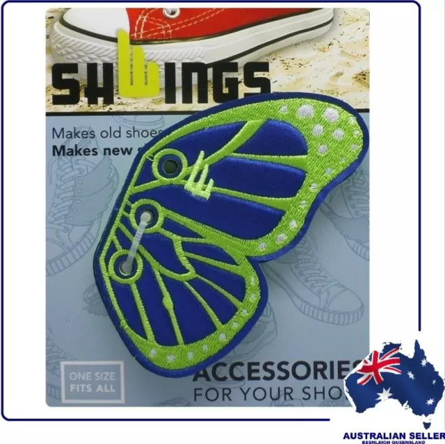 Shwings - BLUE LIME BUTTERFLY - Shwings Makes Old Shoes New Makes New Shoes Fly!