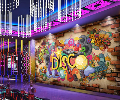 3D Retro Disco ZHUC108001 Mural Fotomural Extraíble Ann