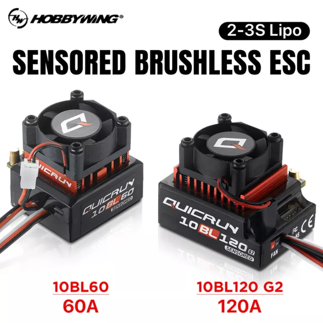 Hobbywing QUICRUN Sensored 120A / 60A 2-3S Lipo Brushless ESC for 1/10 Car