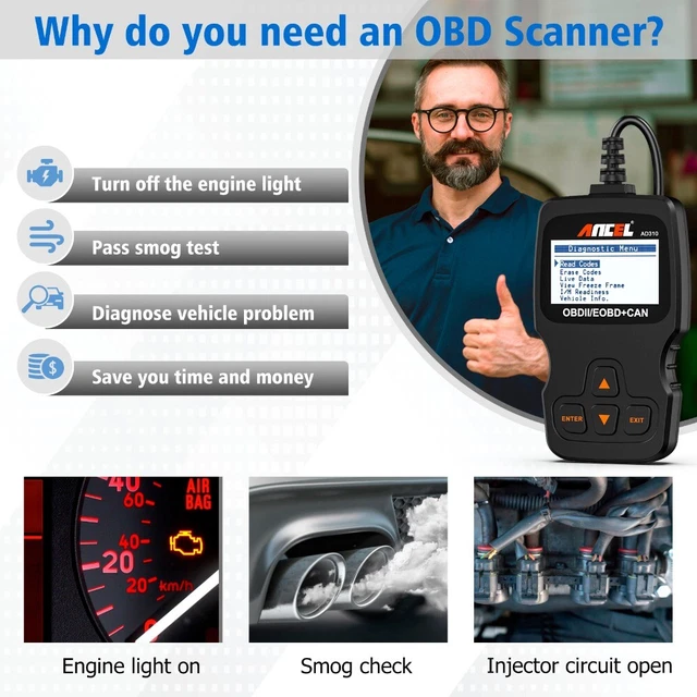 diagnóstico escáner diagnóstico comprobación motor código de error lector escáner de coche OBD2