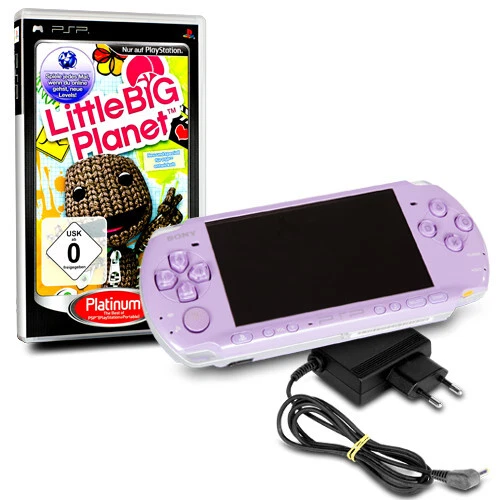 Psp Console 3004 Violet # 35A +Câble Du Chargeur + Jeu Little Big Planet