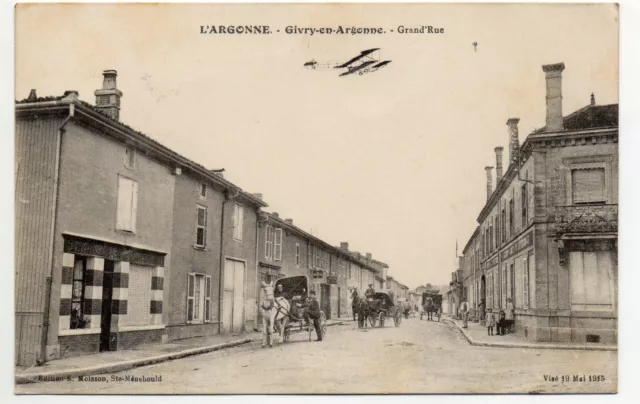 GIVRY EN ARGONNE - Marne - CPA 51 - des attelages dans la Grande rue
