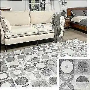 Azulejos de piso de alfombra, 0,35" de altura de pila no adhesivos 12 azulejos gris circular