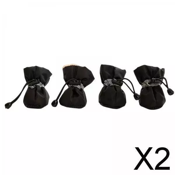 2X 4Pcs Dog Boots Pet Supplies Comfortable for Outdoor Winter Snow 1 Black