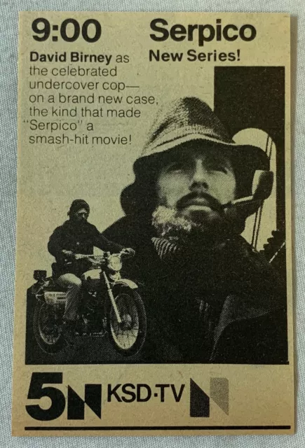 1976 small NBC KSD tv ad ~ SERPICO new series ~ David Birney