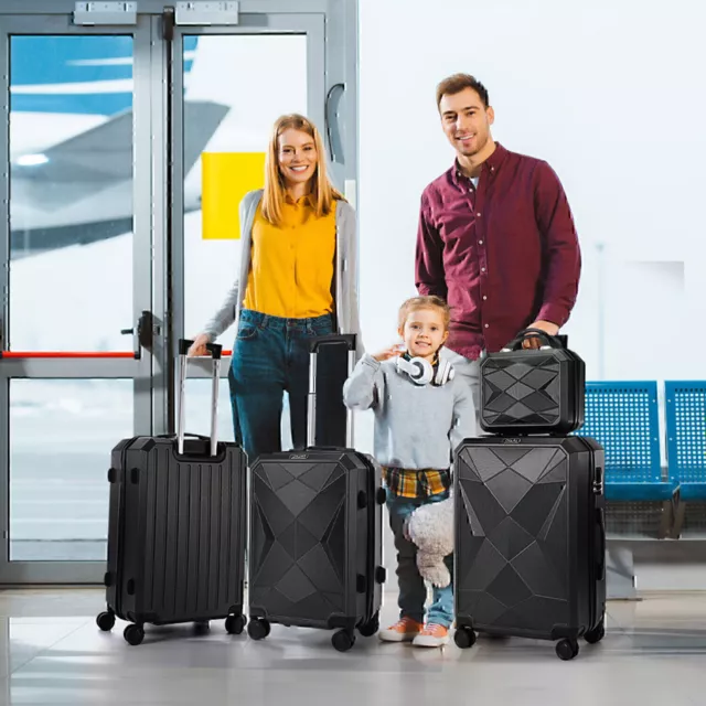 Hardside Luggage Suitcase 4 Piece Set w/ 360° Double Spinner Wheels TSA Lock b