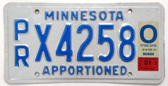 Minnesota 1990 Apportioned Semi Truck License Plate PR X4258