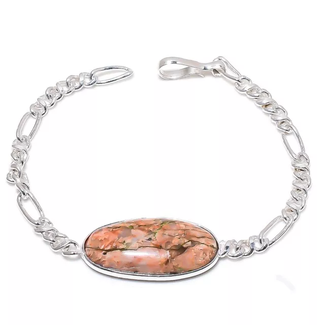 Unakite Pierre Précieuse Main 925 Argent Sterling Bracelet 17.8-20.3cm c944