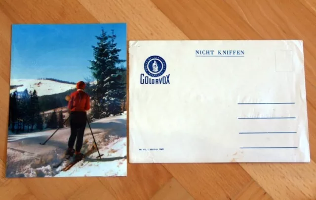 Colorvox Schallplatten-AK " Winterliche Grüsse " Schallbildkarte Weihnachten DDR