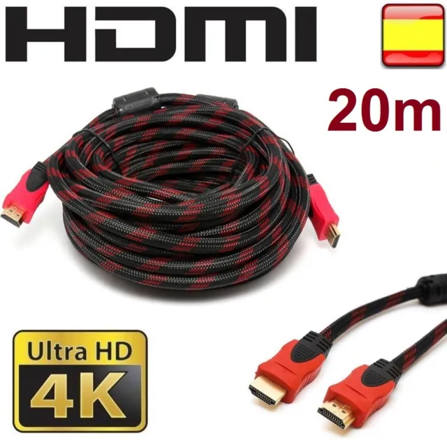 Cable HDMI Full HD 4K 2K PS4 PS3 Xbox 360 PC BluRay 20m metros
