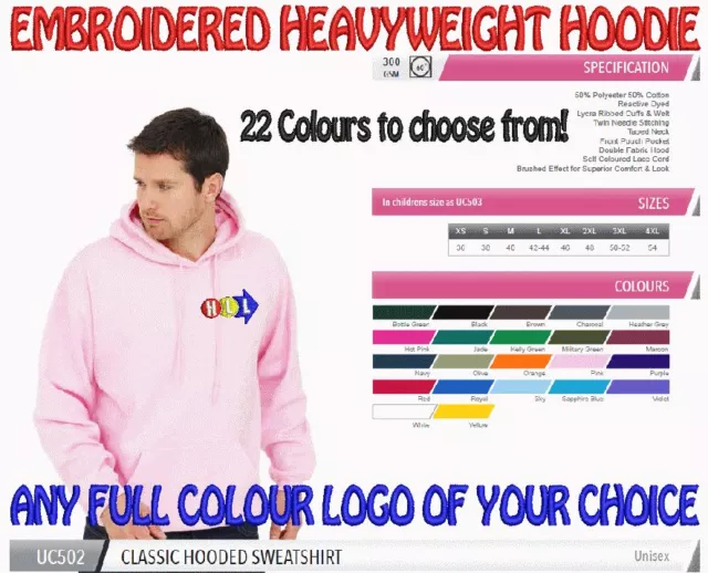 Heavyweight Embroidered Workwear Uniform Hooded Hoodie. FREE PERSONALISED LOGO!
