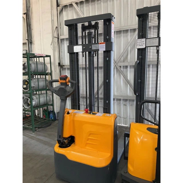 Used 2200lb 118" Max Full Electric Pallet Stacker, Fixed Leg 140" Mast Extended