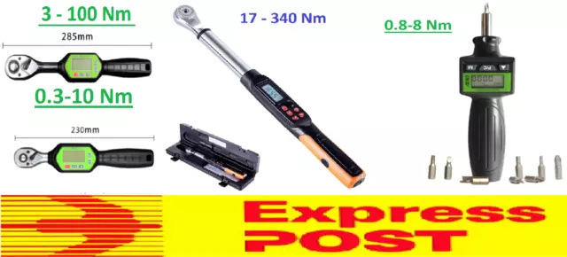 Brand New 0.3-10Nm / 3.0-100Nm / 17-340Nm Digital Torque Wrench 1/4" 1/2"