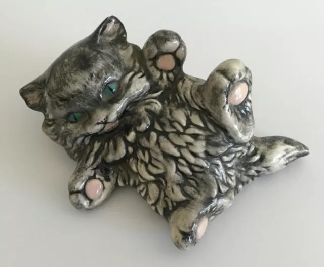 Vintage 1969 Ceramic Hand Painted Playful Kitten Cat Figurine