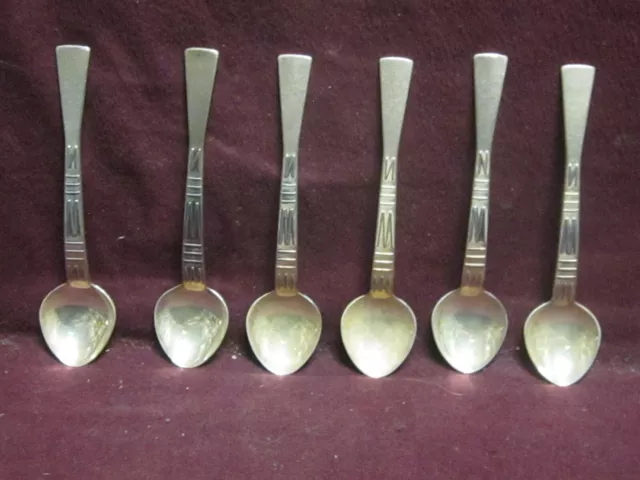 6pc  Russian SPOONS Silverplate marked TJ 7MET  4 1/4"  No Monogram